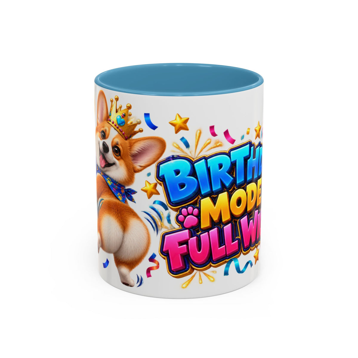 Birthday Mode Full Wiggle Corgi White Mug