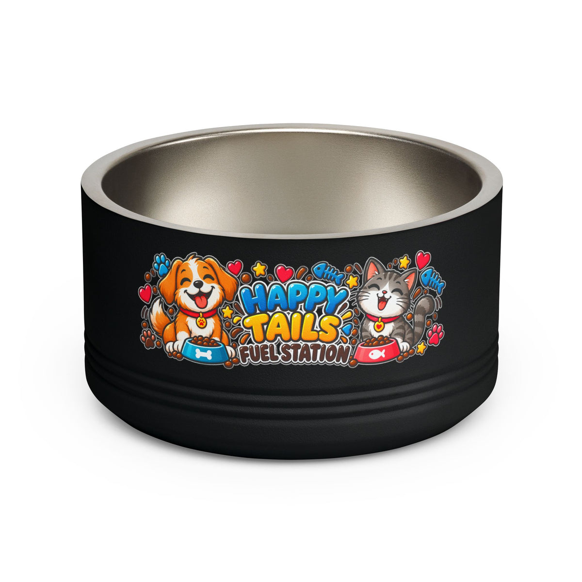 Happy Tails Pet Bowl – 18oz Stainless Steel Dog & Cat Feeding Bowl