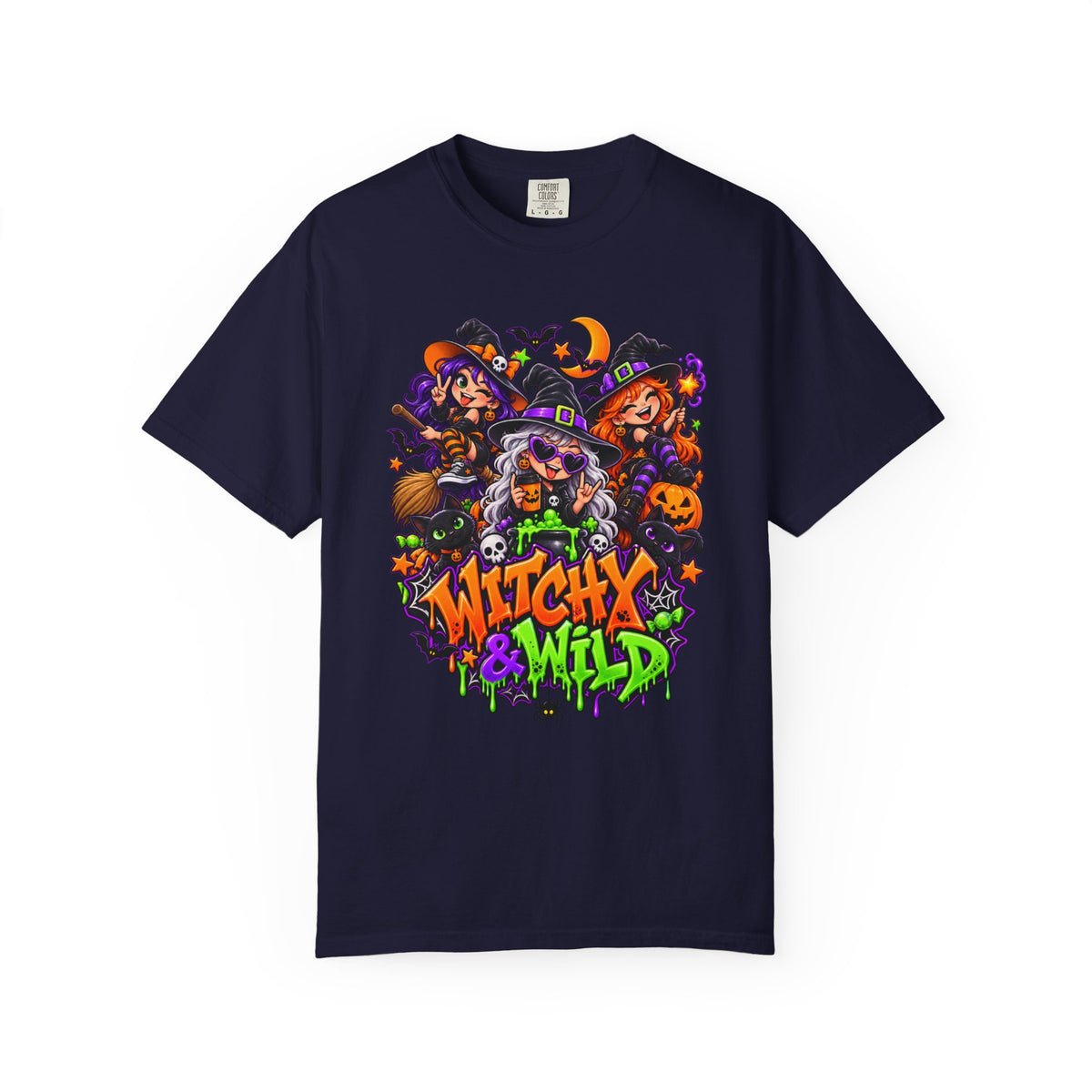 Witchy & Wild – Halloween Witch Crew Graphic T-Shirt