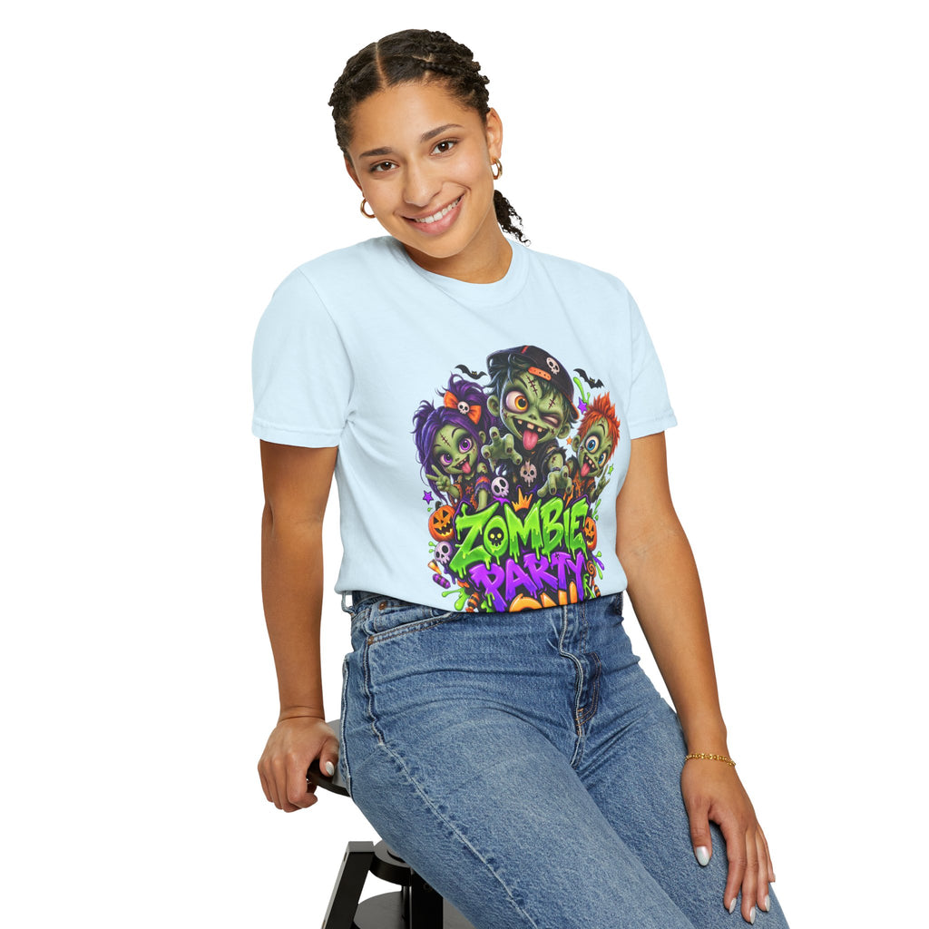 Zombie Party On! – Halloween Zombie Crew Graphic T-Shirt