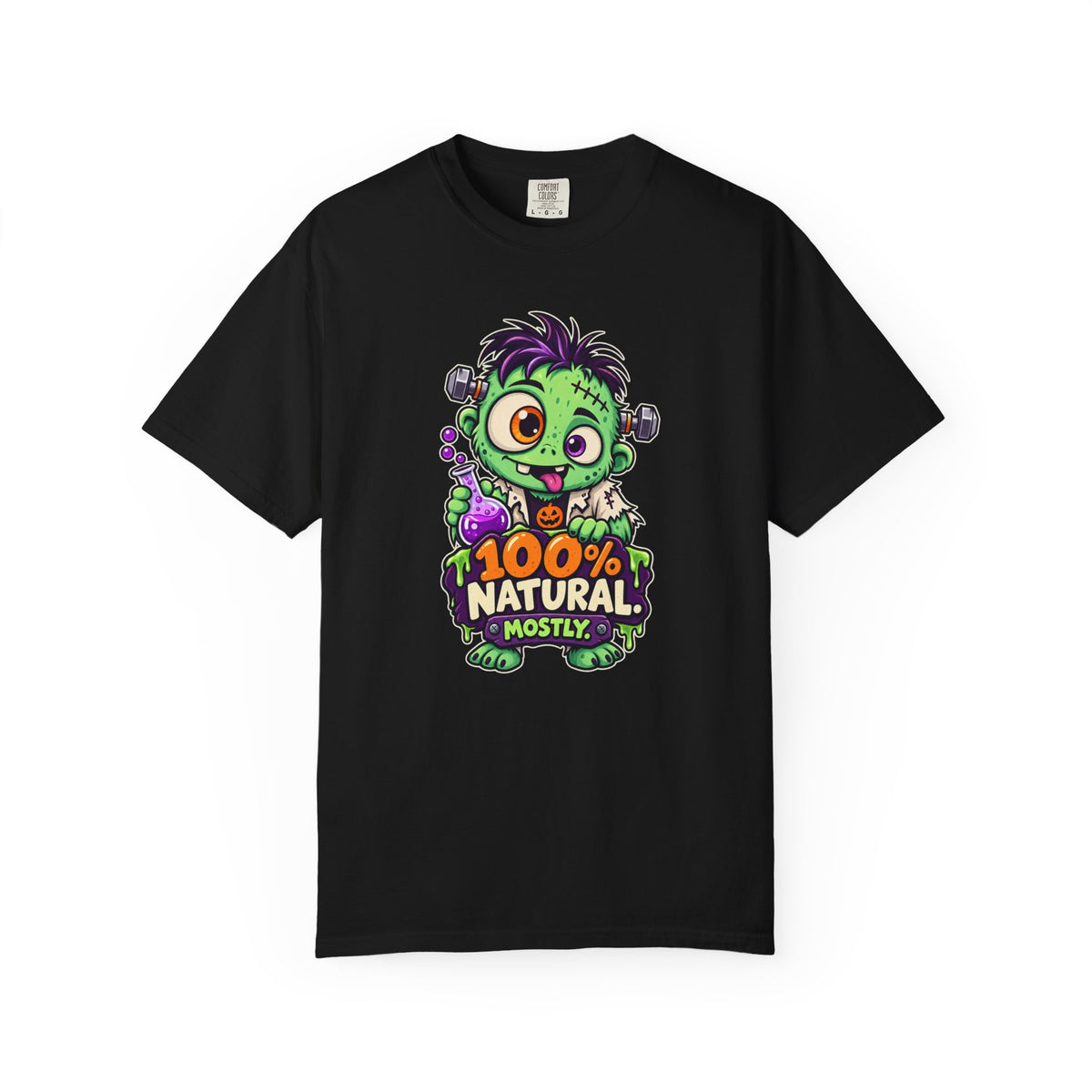 100% Natural. Mostly. – Cute Halloween Lab Monster T-Shirt