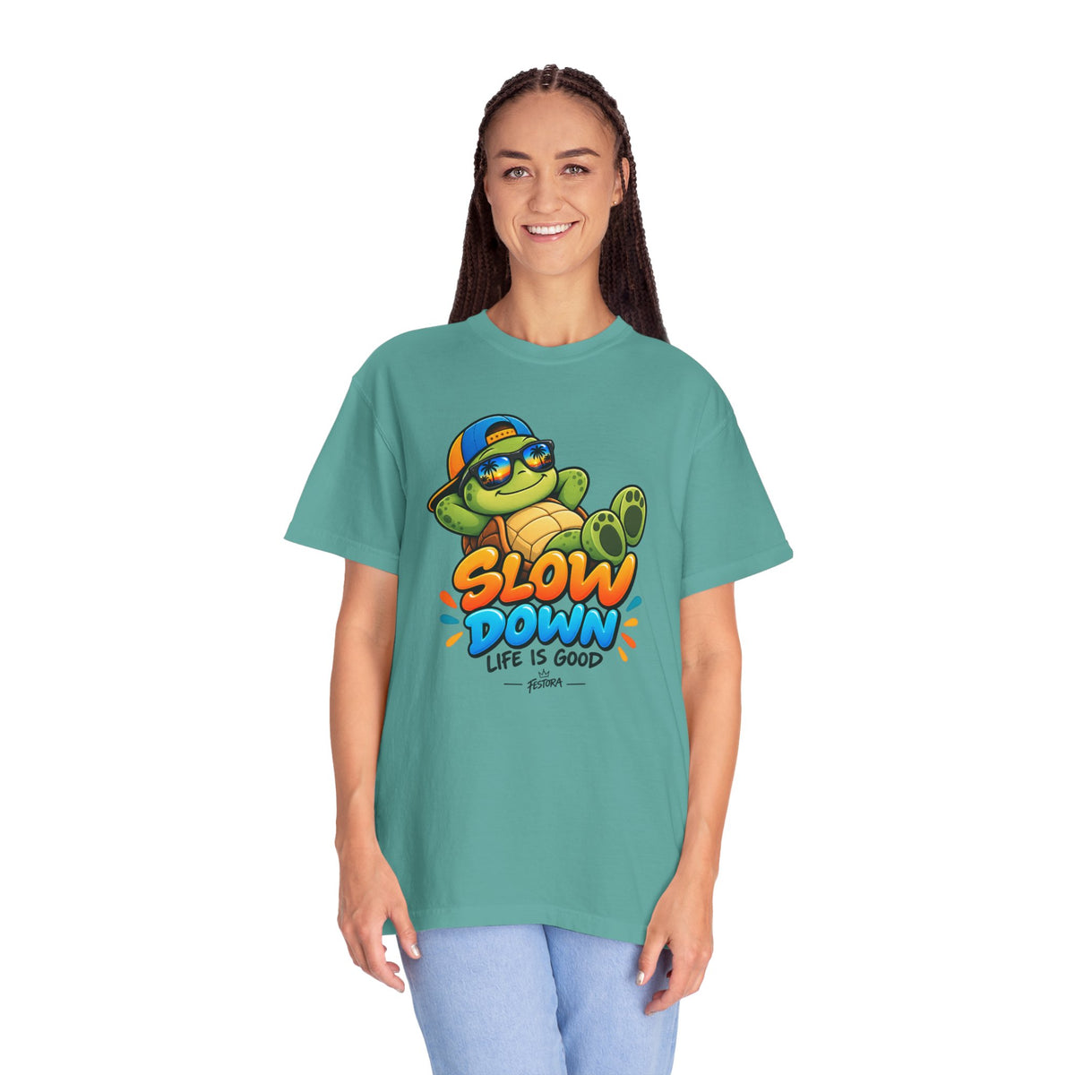 Slow Down, Life Is Good – Turtle Graphic T-Shirt | Festora Everyday
