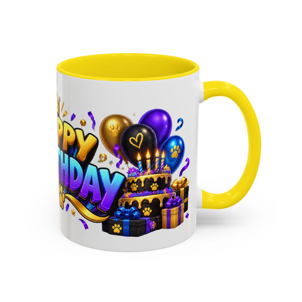 Black Panther Happy Birthday Mug – Purple Blue & Gold Birthday Gift – FestoraShop White Coffee Mug