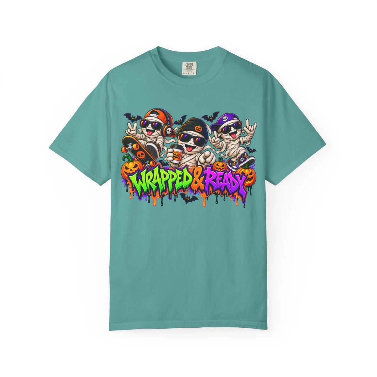 Wrapped & Ready – Halloween Mummy Crew Graphic T-Shirt