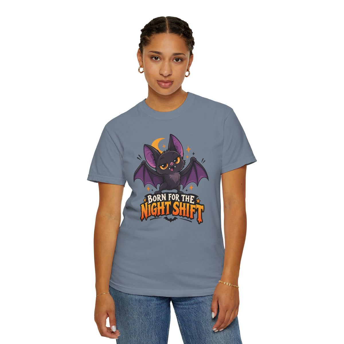 Born for the Night Shift – Cute Halloween Bat T-Shirt