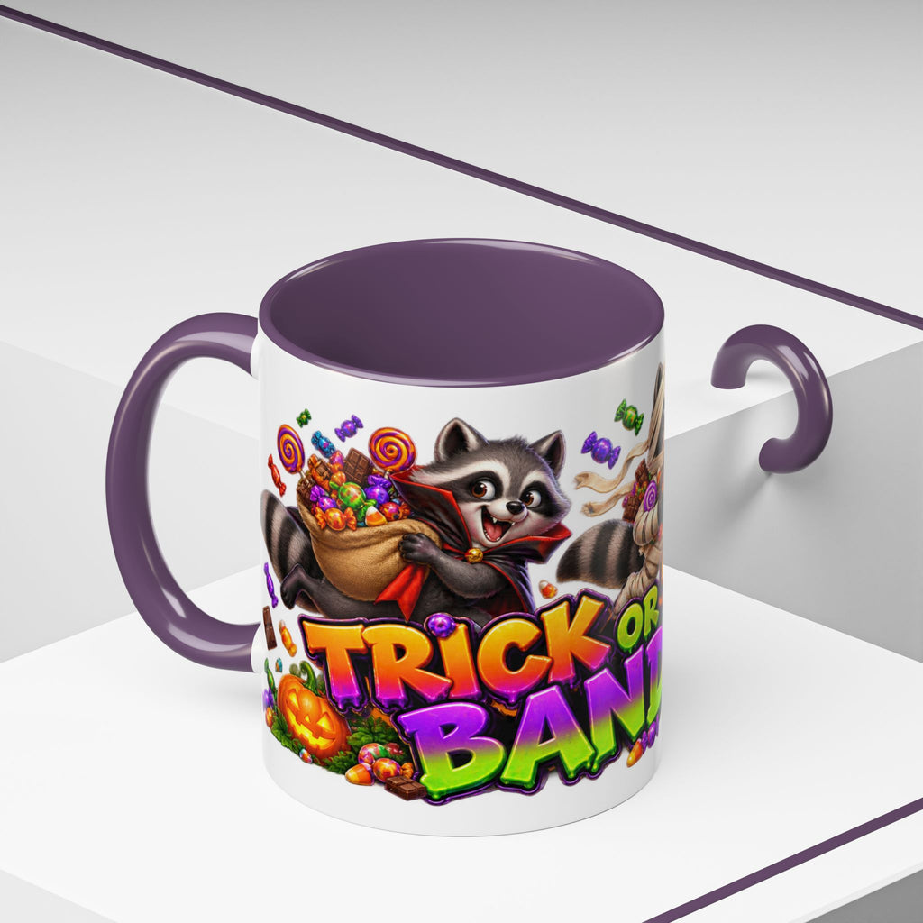 Trick or Treat Bandits Raccoons Halloween White Mug