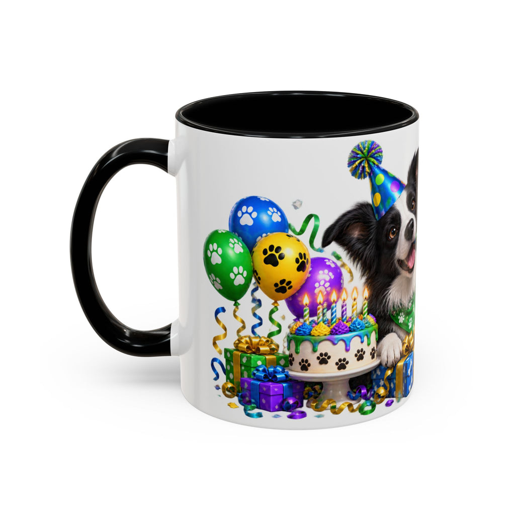 Herd the Crew Border Collie Birthday White Mug