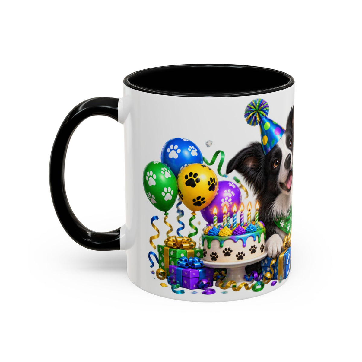 Herd the Crew Border Collie Birthday White Mug