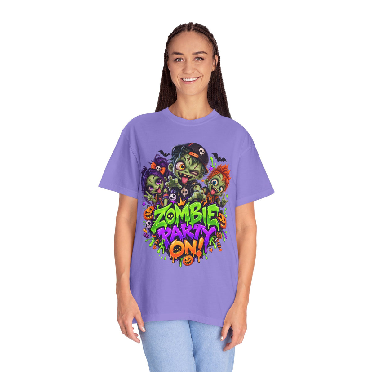 Zombie Party On! – Halloween Zombie Crew Graphic T-Shirt