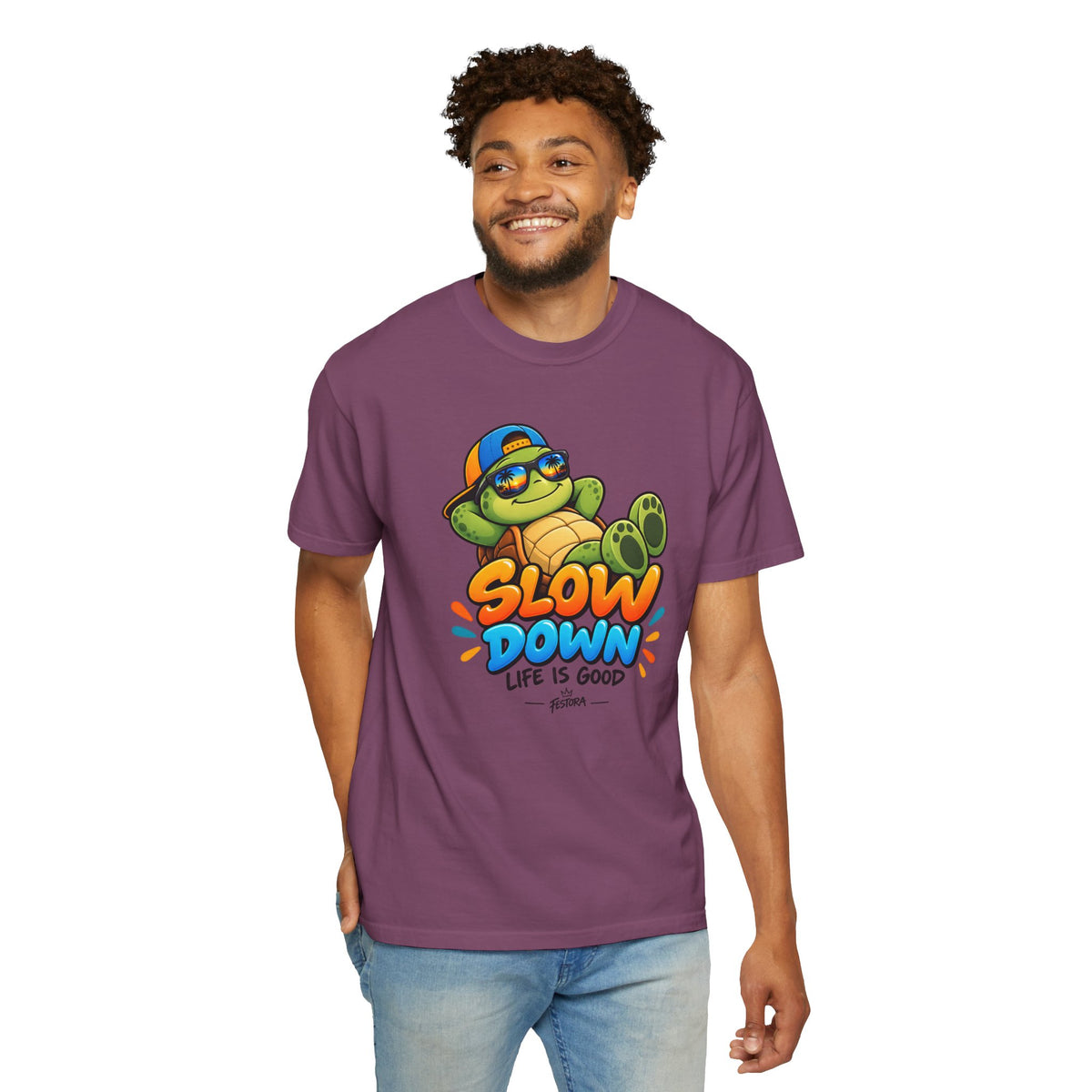 Slow Down, Life Is Good – Turtle Graphic T-Shirt | Festora Everyday