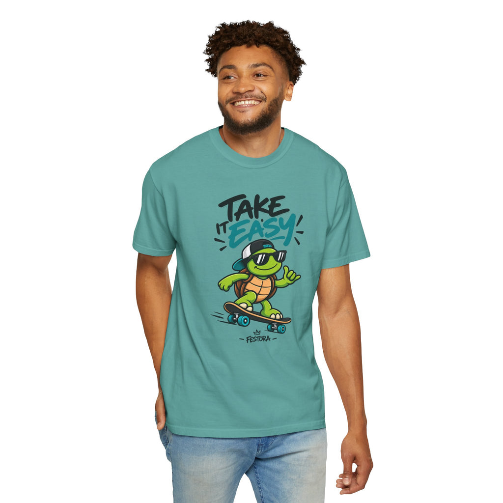 Take It Easy Skate Turtle Graphic T-Shirt | Festora Everyday