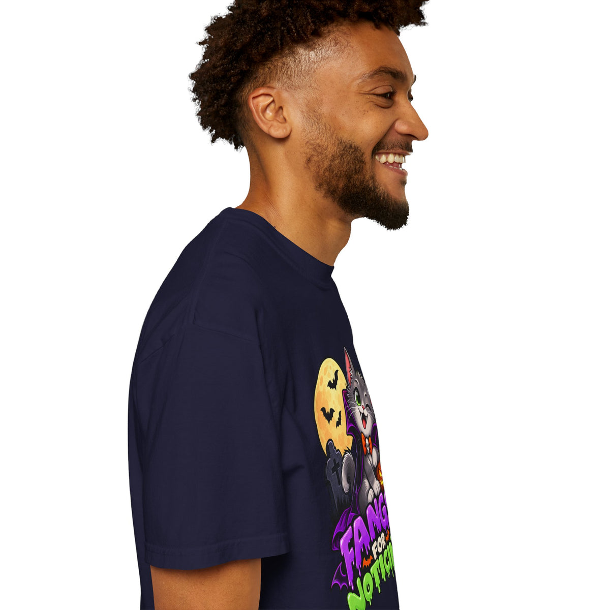 Fangs for Noticing – Cute Vampire Cat Halloween T-Shirt