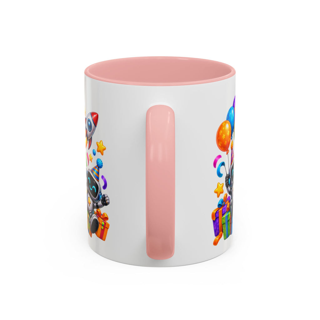 Happy Birthday Space Party Mug – Cute Aliens, Robots, UFO & Colorful 3D Birthday Design