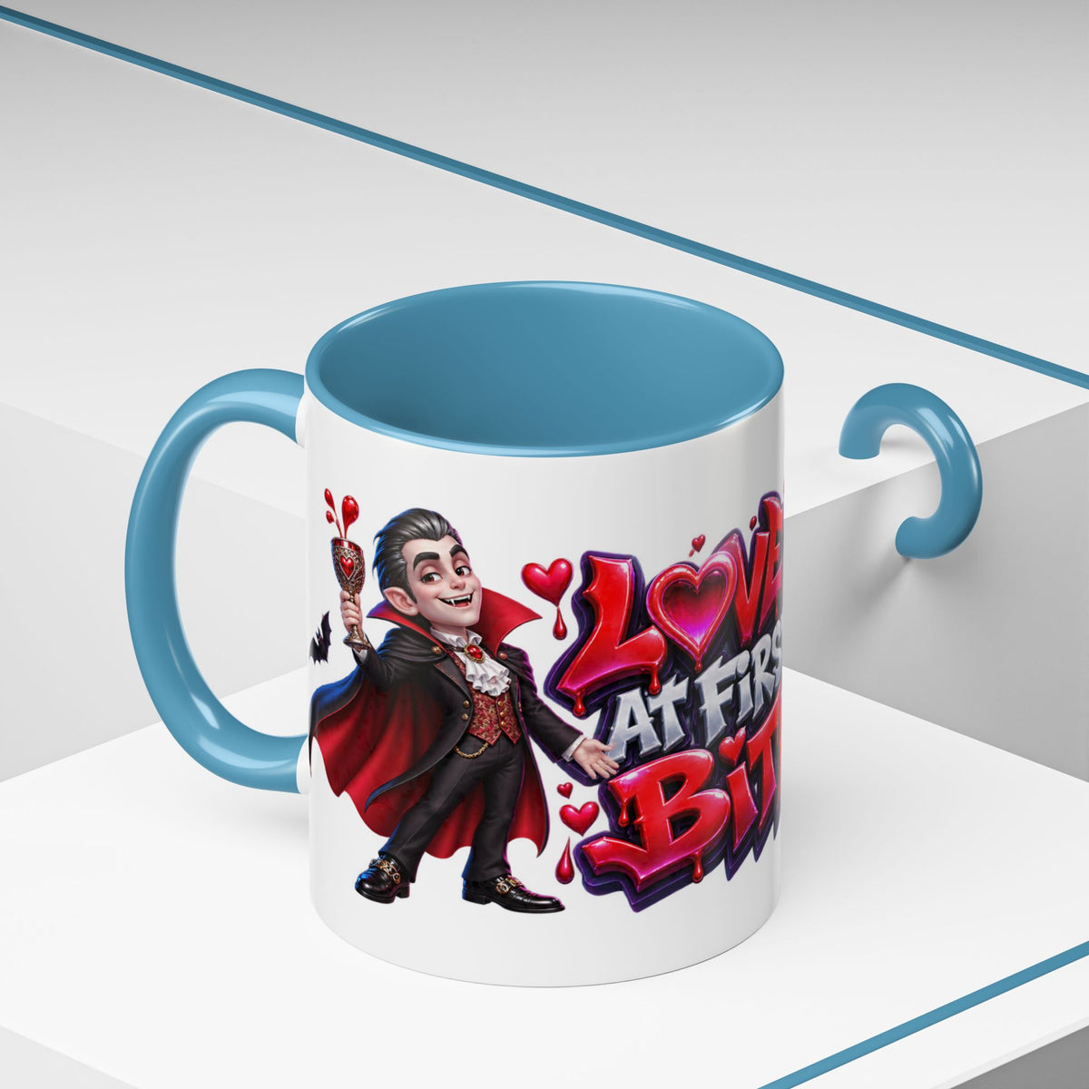 Love at First Bite Funny Vampire Halloween White Mug