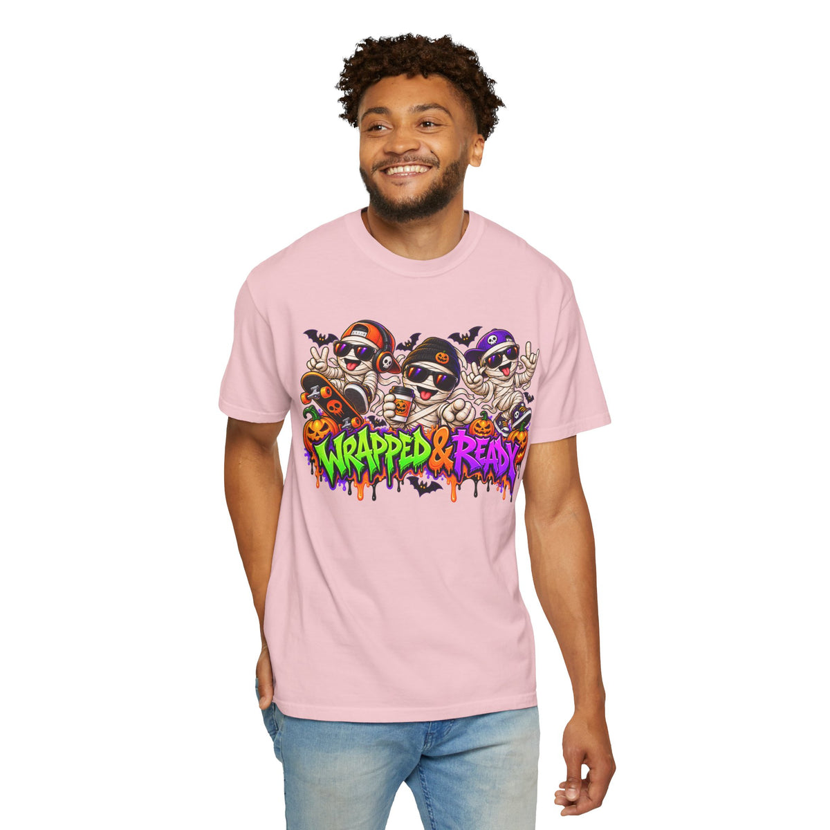 Wrapped & Ready – Halloween Mummy Crew Graphic T-Shirt