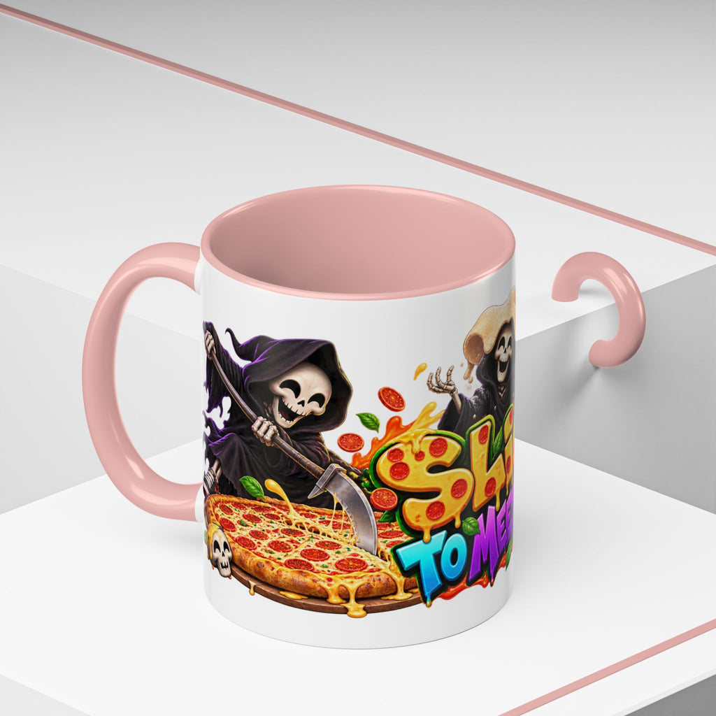Slice to Meet You Funny Grim Reaper Pizza Halloween White Mug