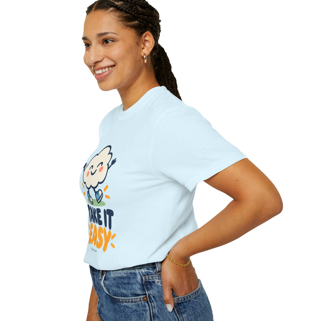 Take It Easy – Happy Cloud Graphic T-Shirt | Festora Everyday