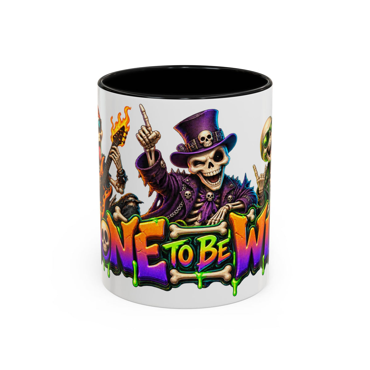 Bone to Be Wild Skeleton Crew Halloween White Mug