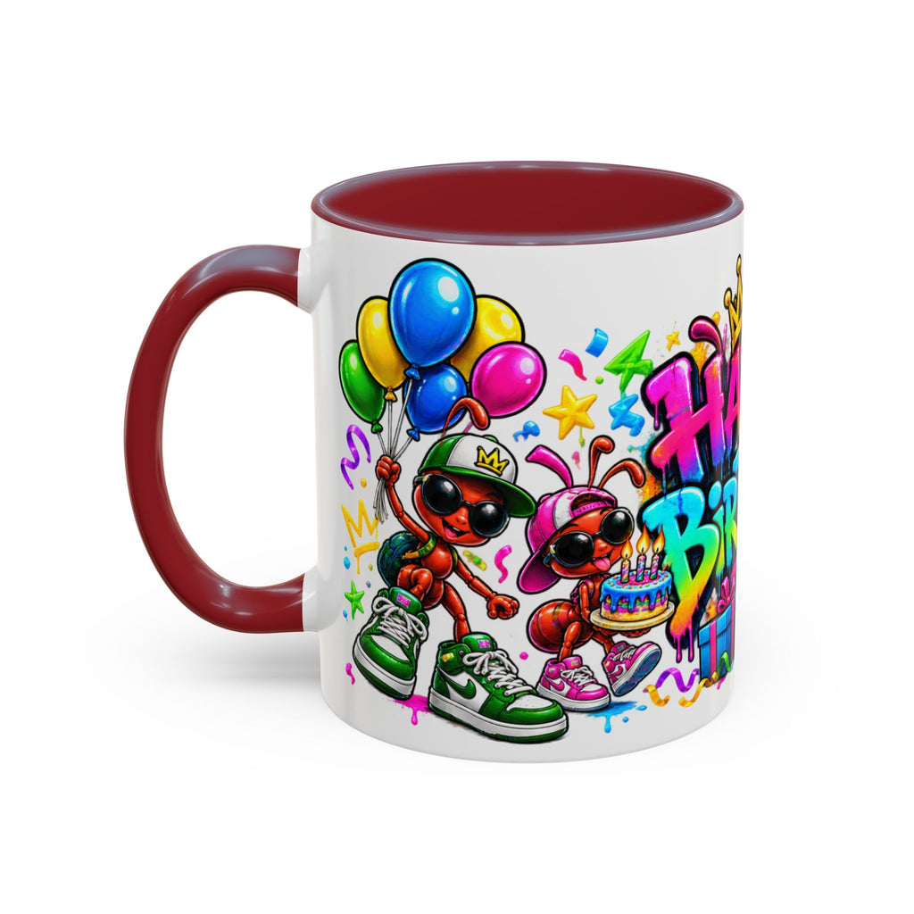 Happy Birthday Accent Coffee Mug - Colorful Graffiti Party Design (11 oz)