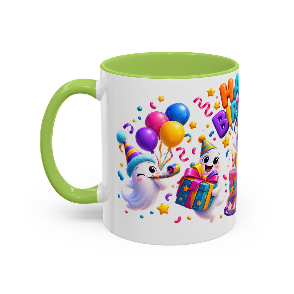 Happy Birthday Accent Coffee Mug - Colorful Celebration Mug (11oz, 15oz)