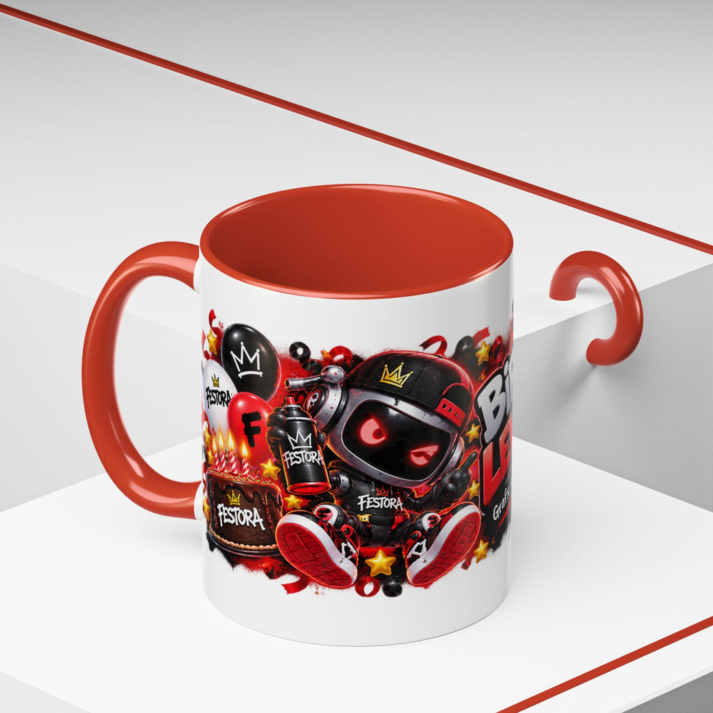 Festora Grafx Birthday Mug – Birthday Level Up Robot Coffee Cup