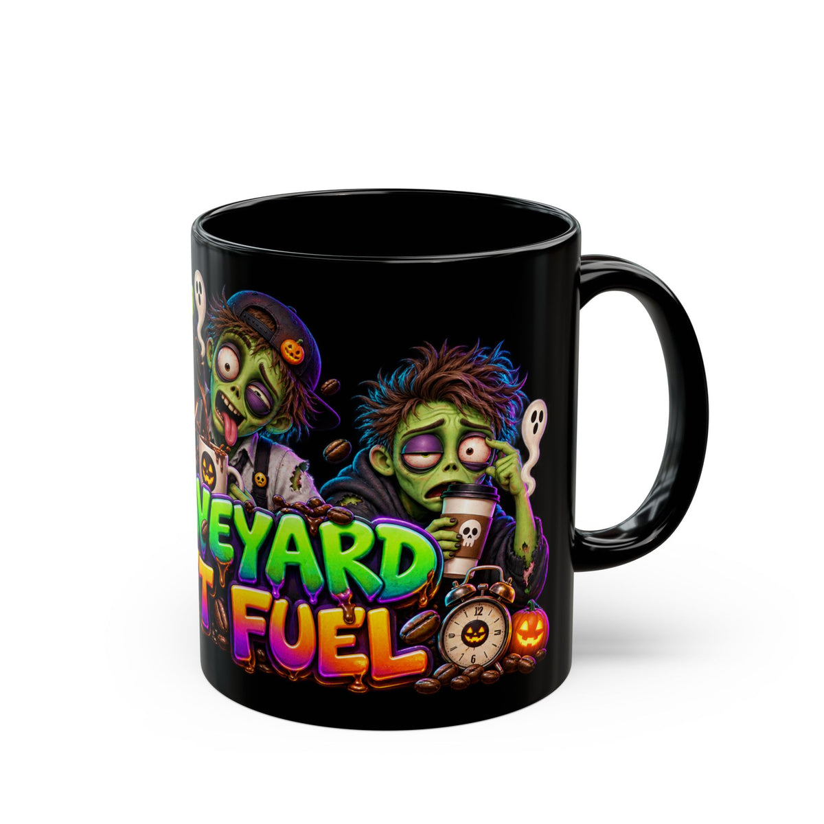 Graveyard Shift Fuel Coffee Zombies Halloween Black Mug