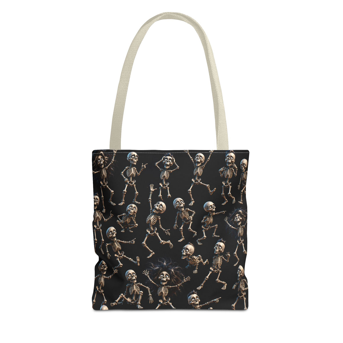 Spooky Skeleton Crew Halloween Tote Bag - Cute 3D Skeleton Pattern