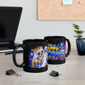 White Wolf Happy Birthday Mug – Blue Purple & Gold Birthday Design – FestoraShop Black Coffee Mug