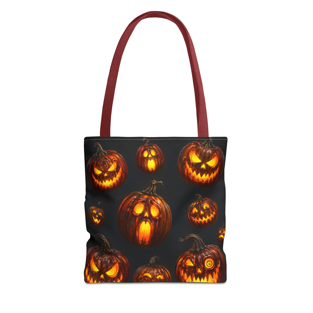 Halloween Jack-o'-Lantern Tote Bag — Spooky Pumpkin All-Over Print Trick-or-Treat Tote