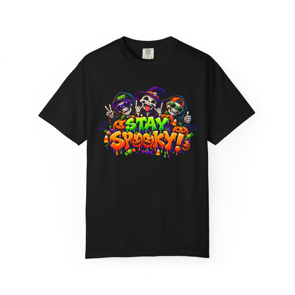 Stay Spooky Halloween T-Shirt – Funny Skeleton Crew Colorful Graphic Tee