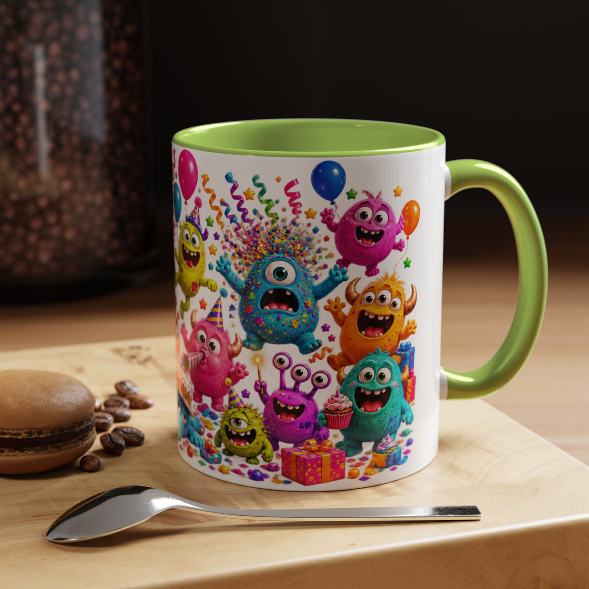 Birthday Mode On Monsters Coffee Mug — Colorful Party Coffee Cup (11/15oz)