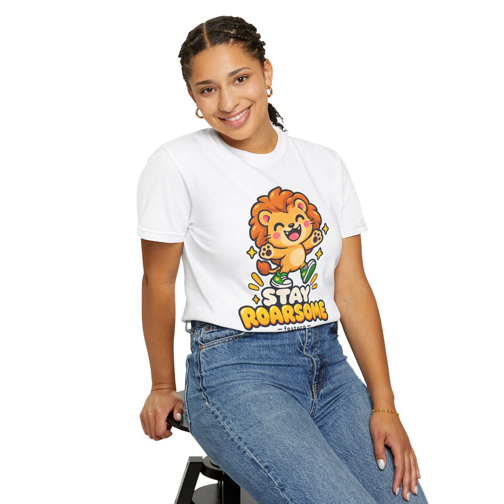 Stay Roarsome – Cute Happy Lion Graphic T-Shirt