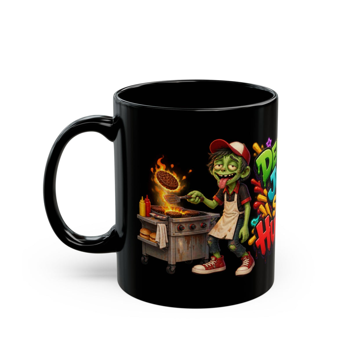 Dead End Job Still Hungry Funny Zombie Halloween Black Mug
