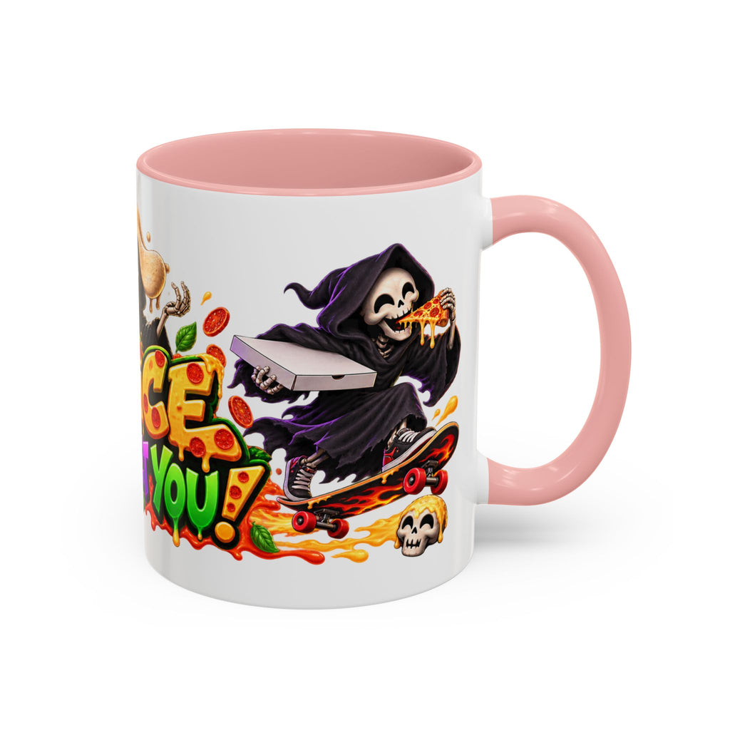 Slice to Meet You Funny Grim Reaper Pizza Halloween White Mug