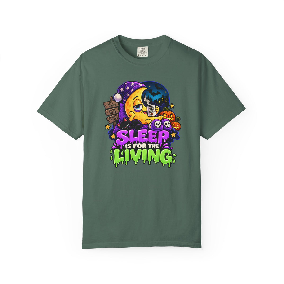 Sleep Is for the Living – Funny Halloween Moon T-Shirt