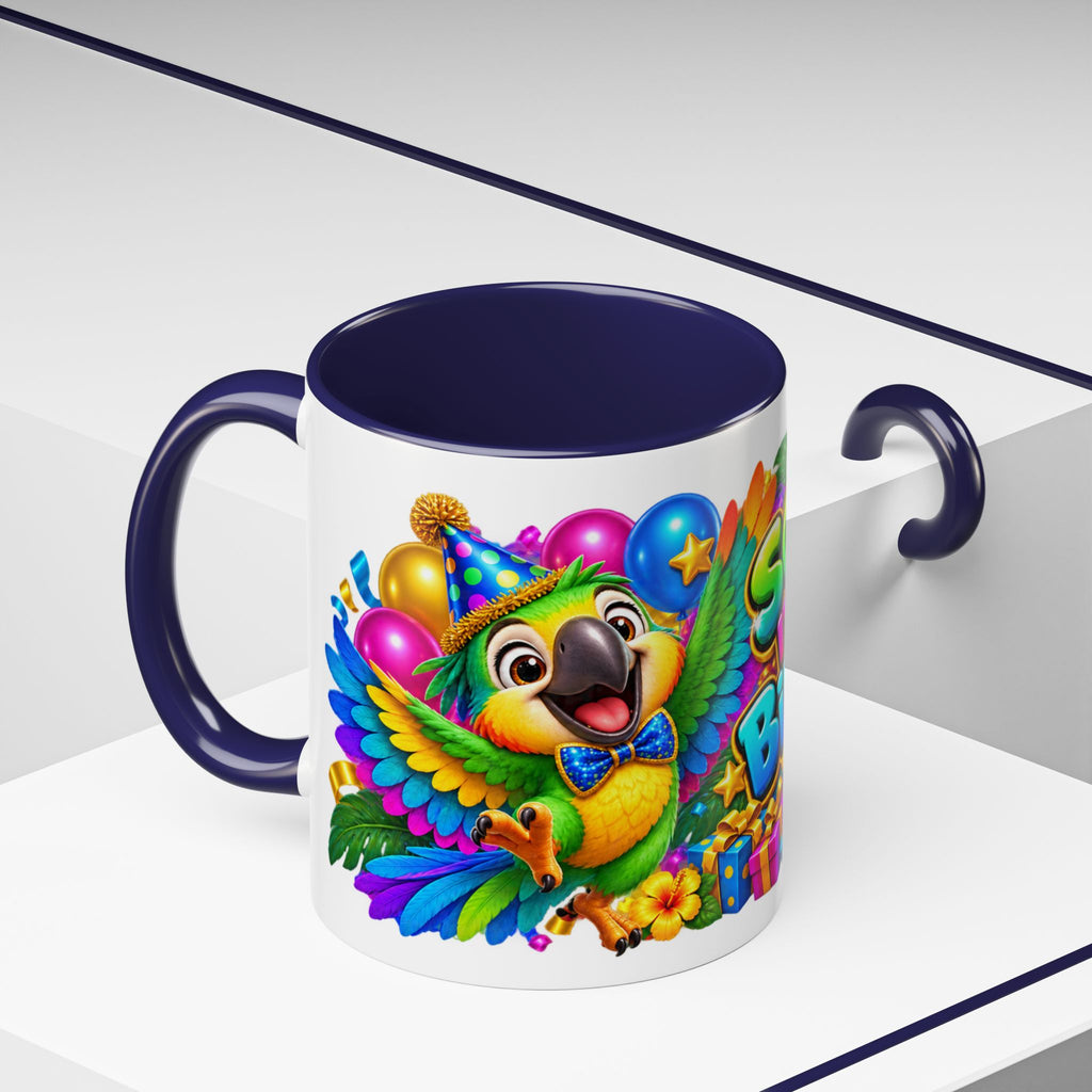 Squawk! It’s Your Birthday White Mug – Cute Parrot Birthday Cup, Colorful Tropical Party Gift