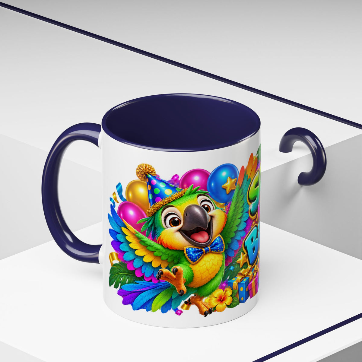 Squawk! It’s Your Birthday White Mug – Cute Parrot Birthday Cup, Colorful Tropical Party Gift