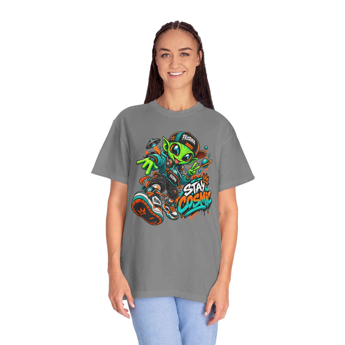 Alien Streetwear T-Shirt — “Stay Cosmic” Graphic Tee