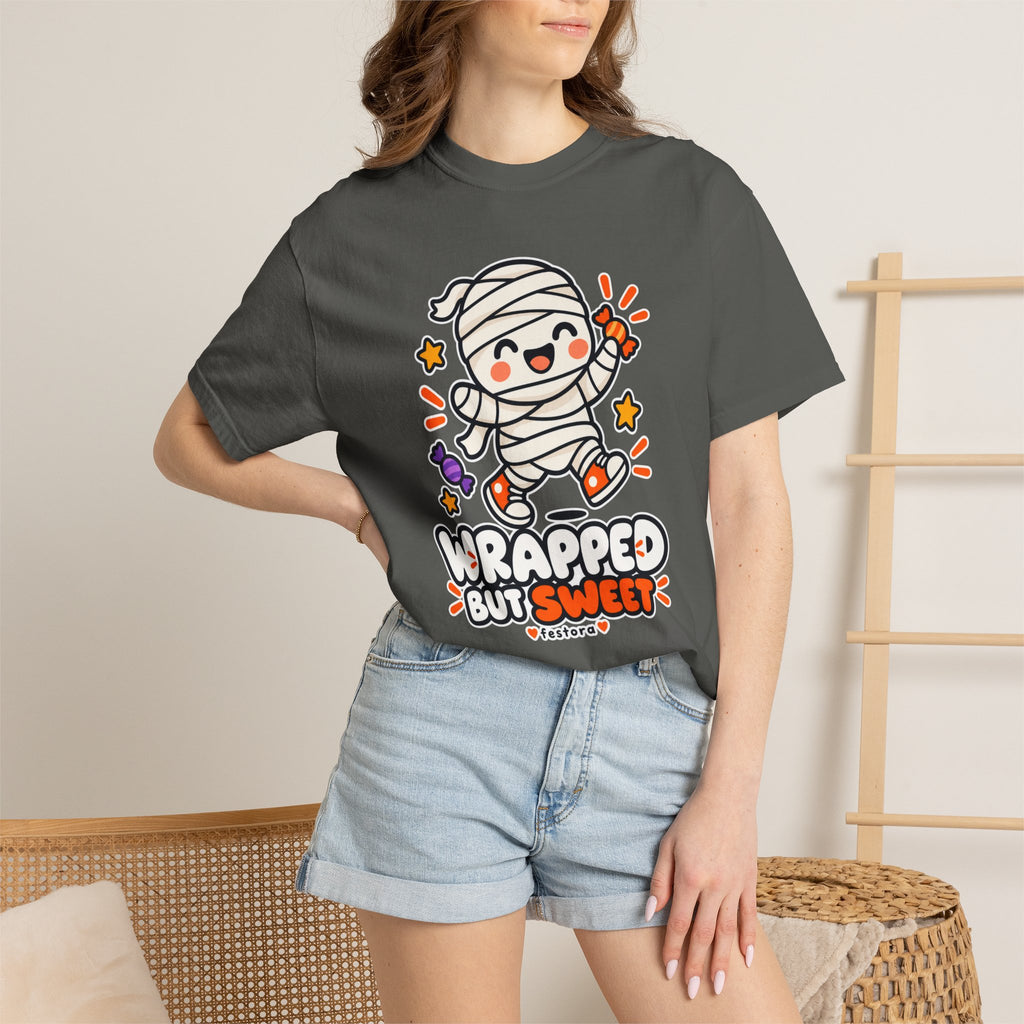 Wrapped but Sweet Halloween T-Shirt | Cute Mummy Graphic Tee