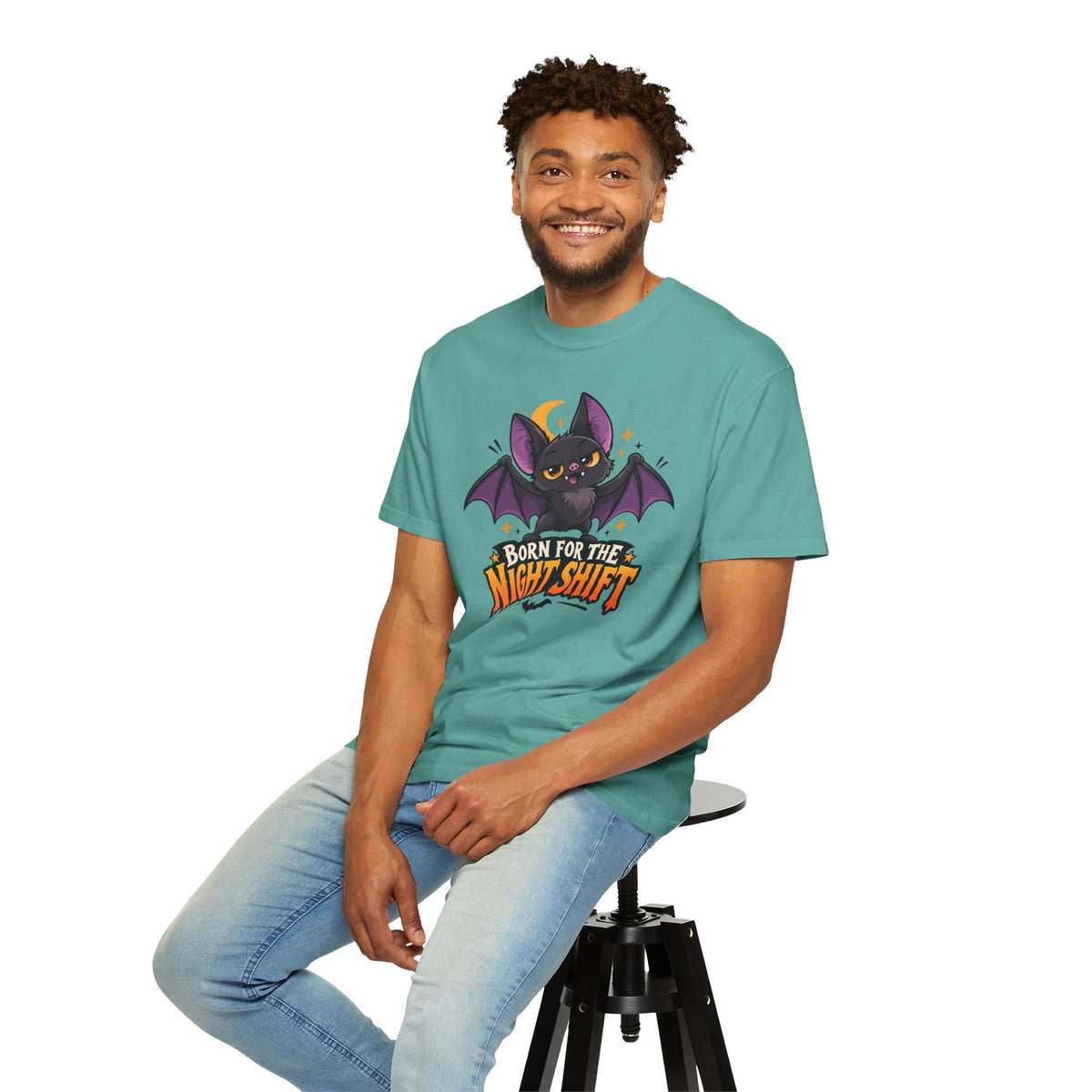 Born for the Night Shift – Cute Halloween Bat T-Shirt