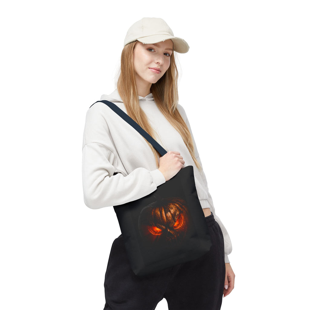 Spider Web Tote Bag — Creepy Red-Eyed Spider Halloween Grocery Tote