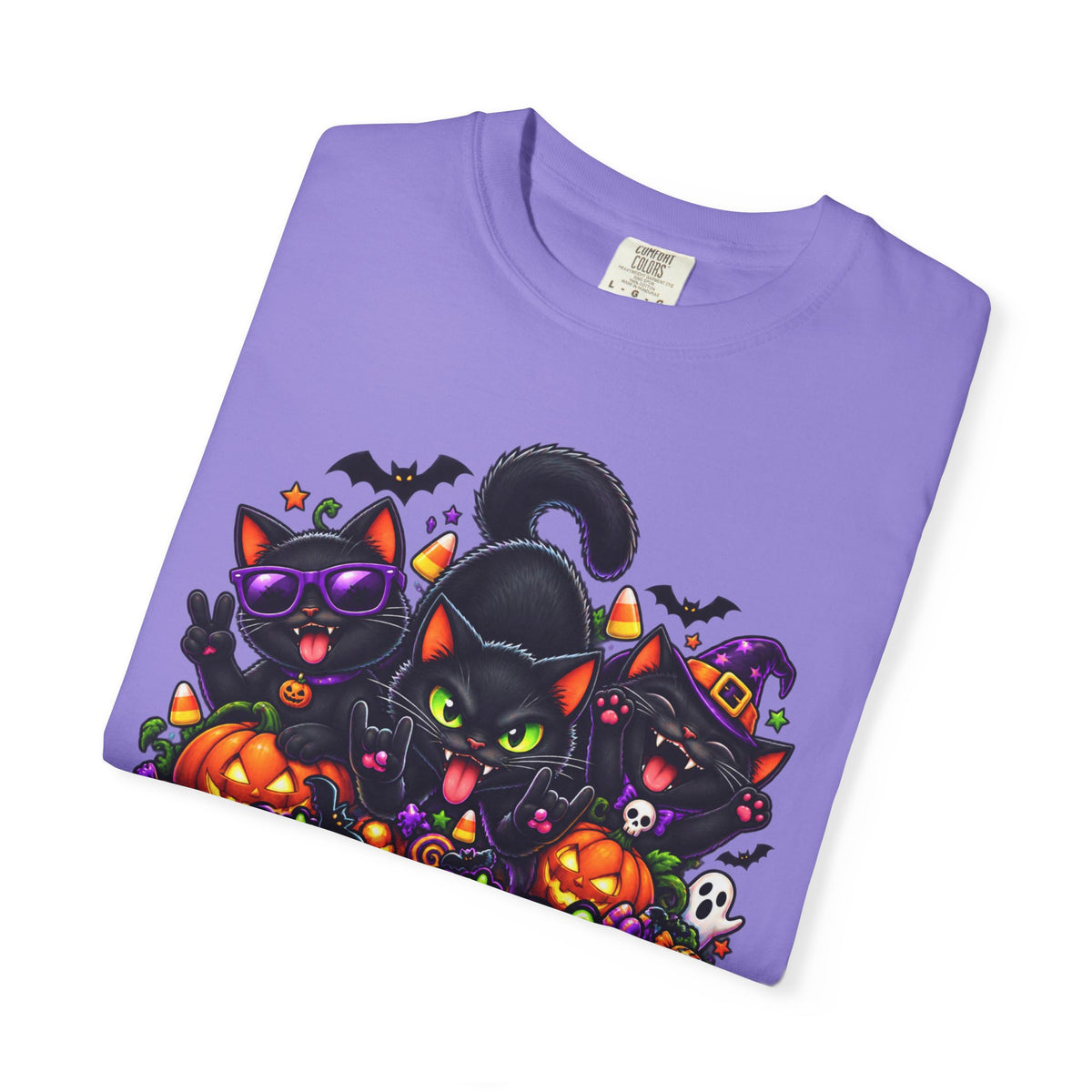 Midnight Mischief Halloween T-Shirt – Funny Black Cat Graphic Tee