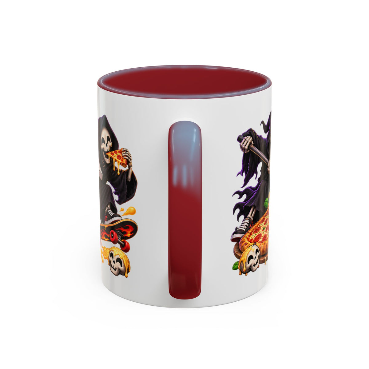 Slice to Meet You Funny Grim Reaper Pizza Halloween White Mug