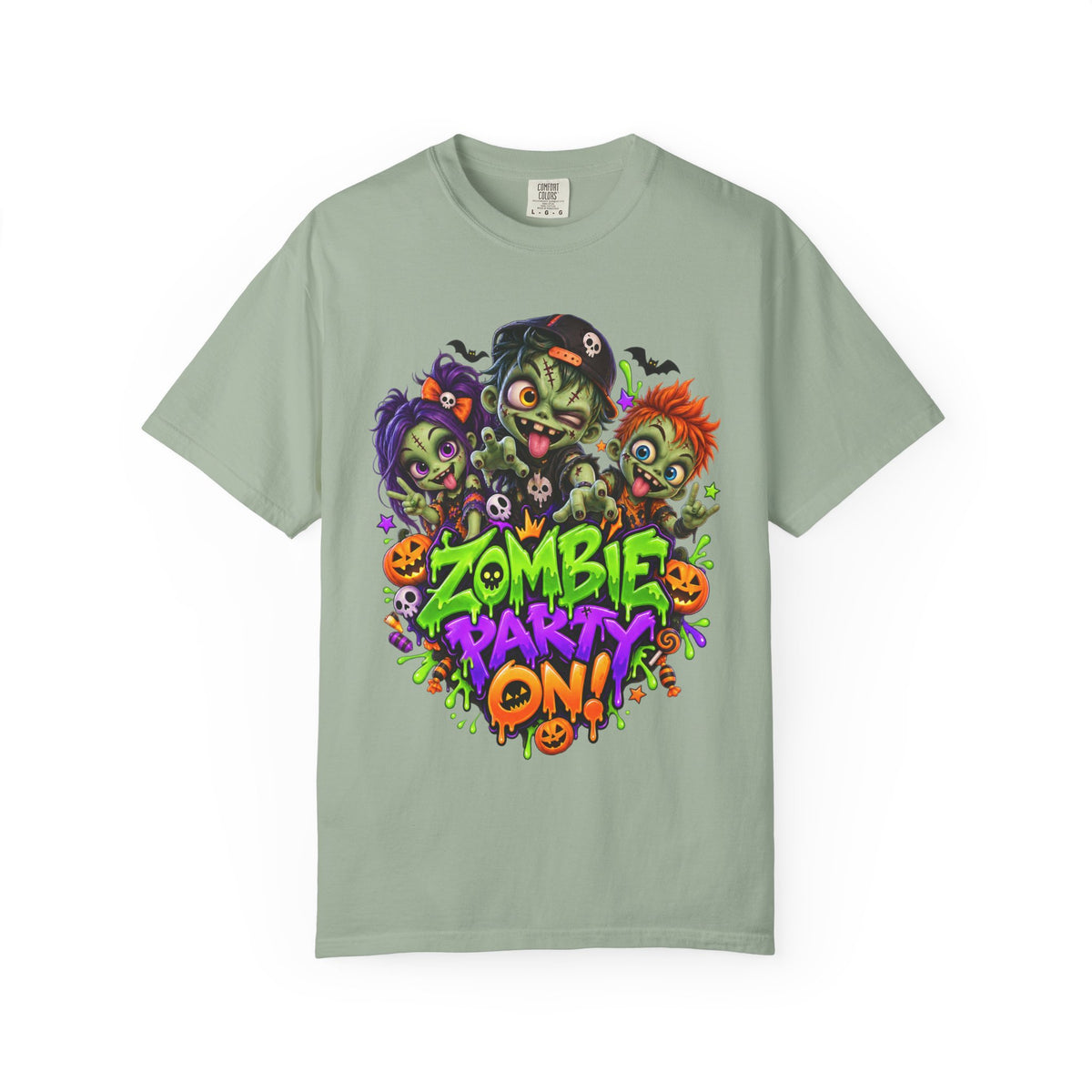 Zombie Party On! – Halloween Zombie Crew Graphic T-Shirt