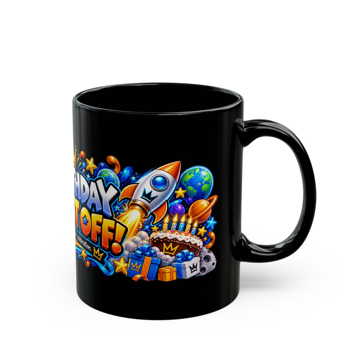 Birthday Blast Off Black Mug – Festora Alien Nova Birthday Cup