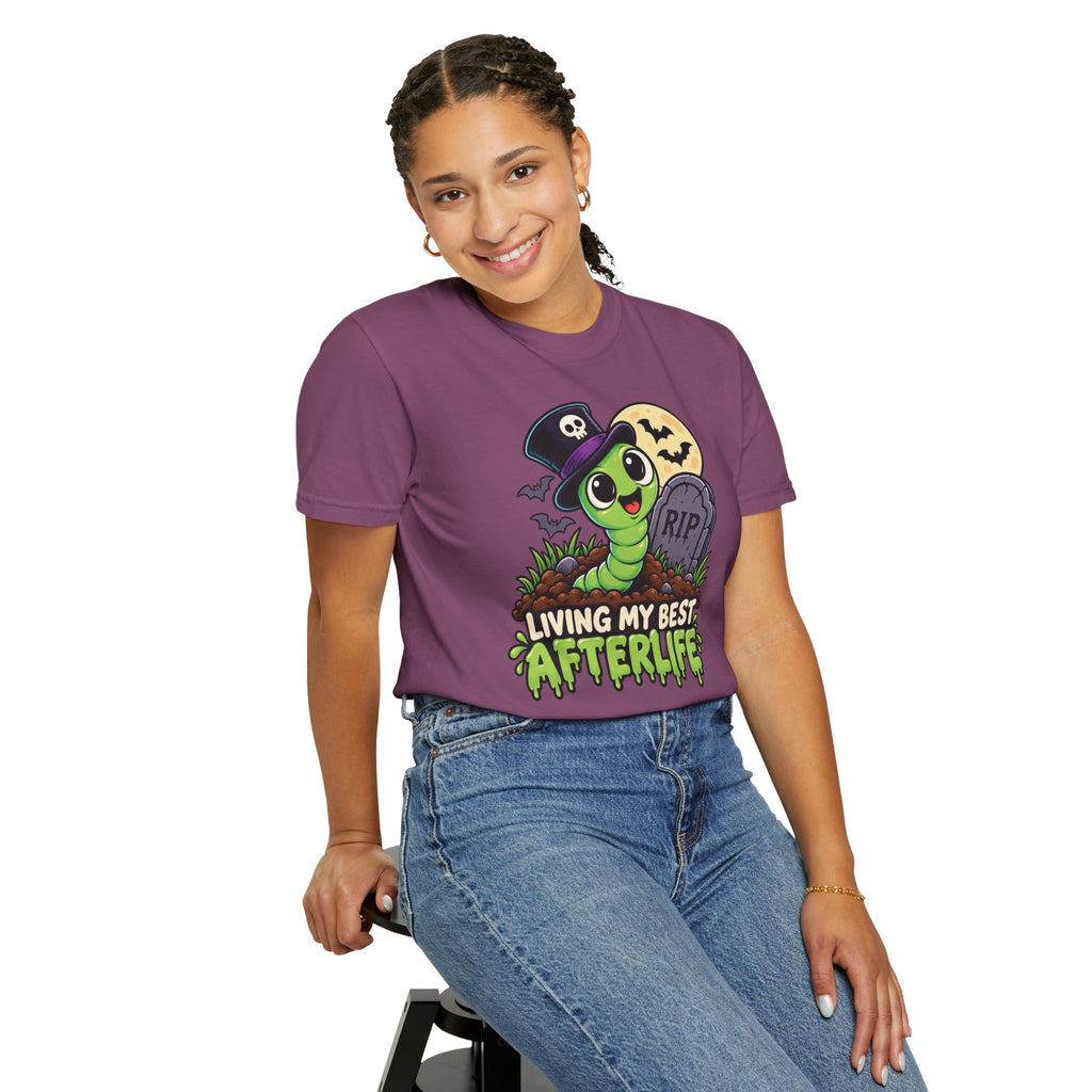 Living My Best Afterlife – Cute Halloween Graveyard Worm T-Shirt