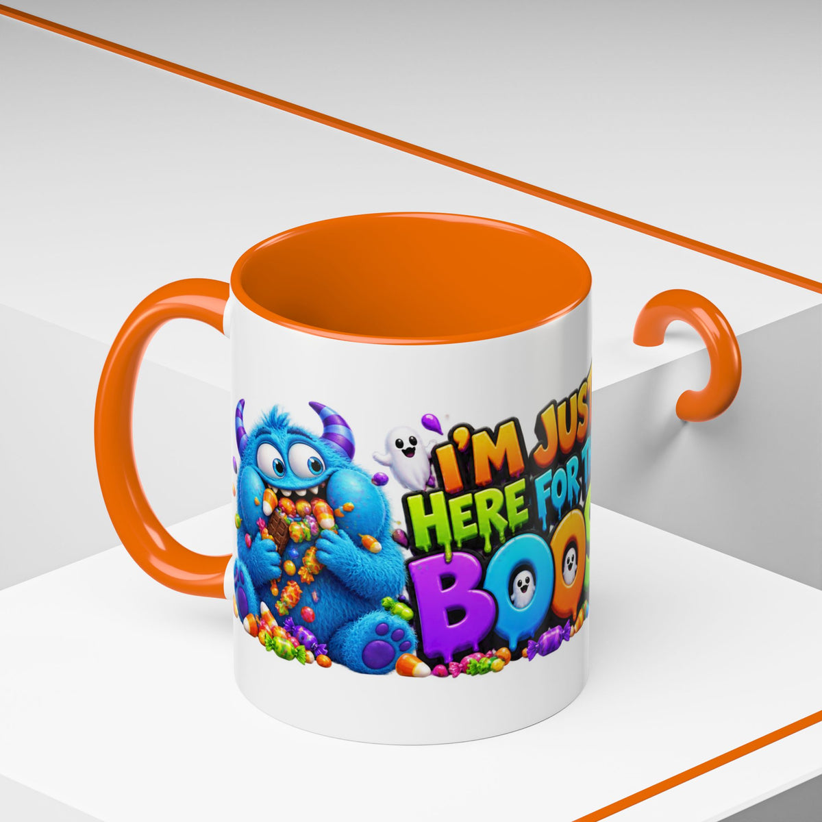 I’m Just Here for the Boos Funny Halloween Monster White Mug