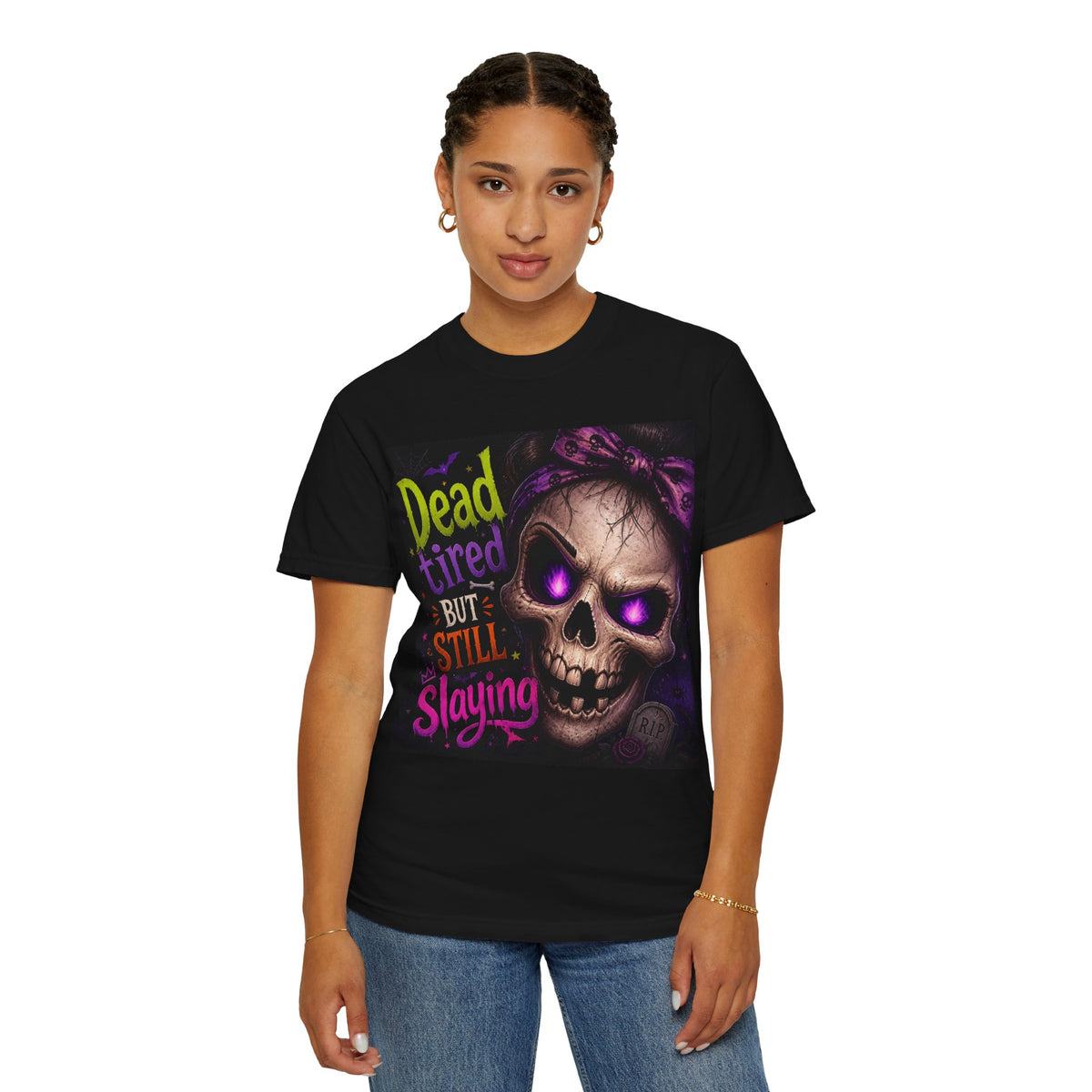 Skull 'Dead Tired But Still Slaying' Graphic T-Shirt