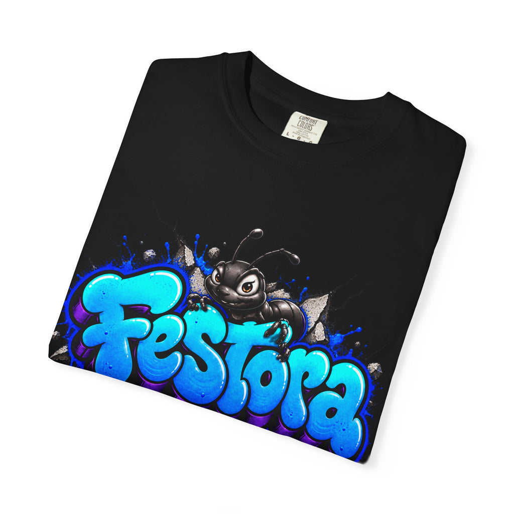 Festora Graffiti T-Shirt — Neon Blue Street Art Logo Tee