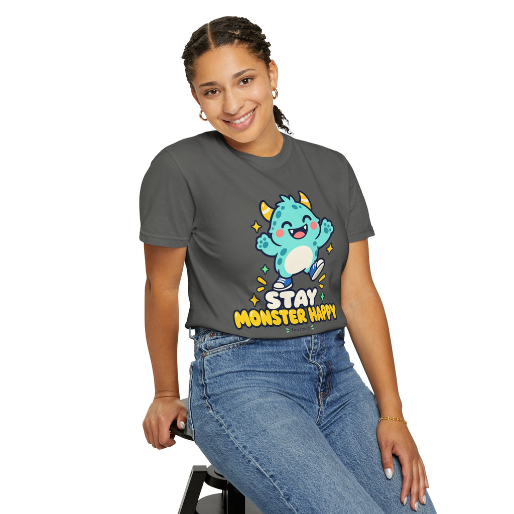 Stay Monster Happy – Cute Monster Graphic T-Shirt